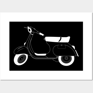 Vespa 125 Primavera White Outline Posters and Art